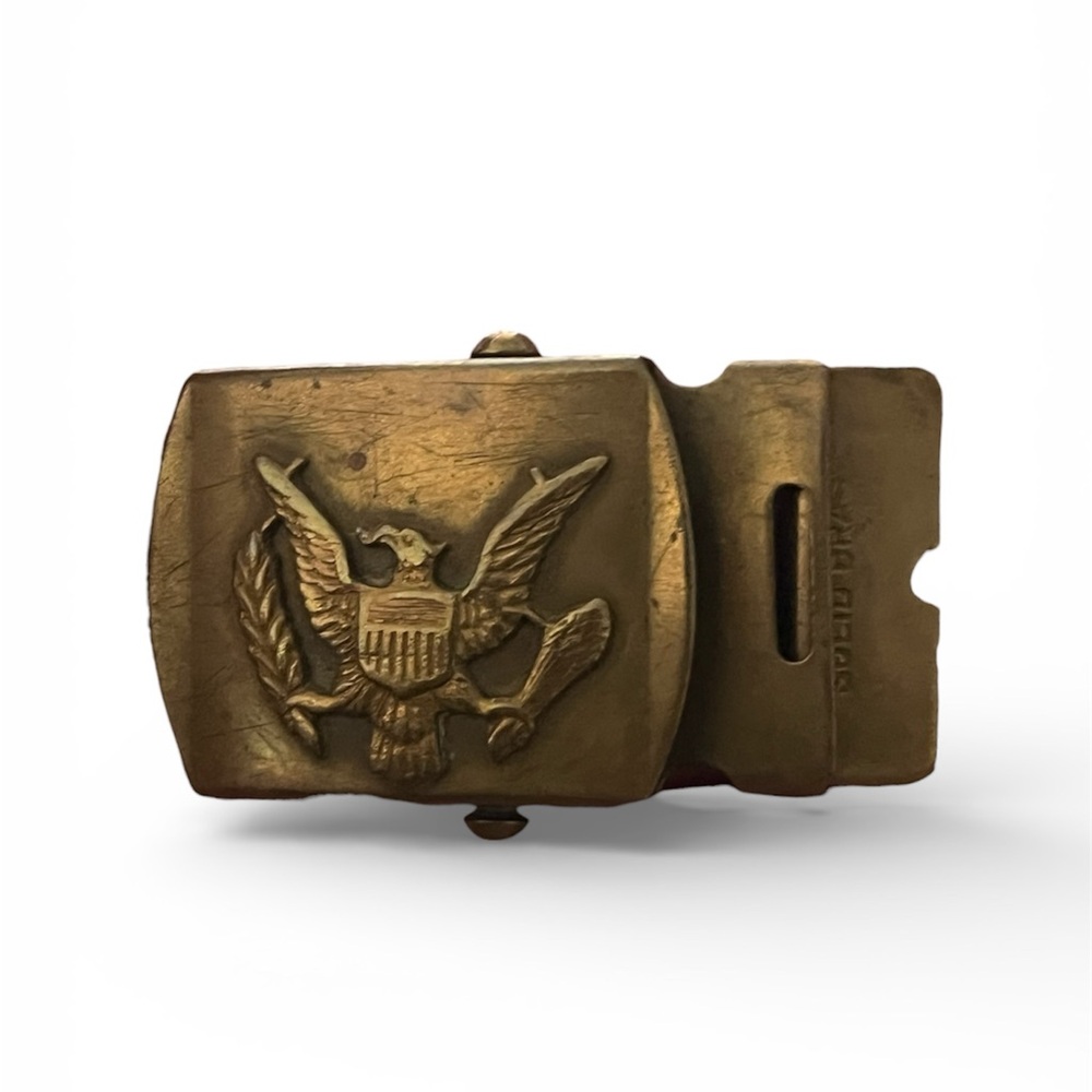 Vintage‎ U.S. Army Eagle Solid Brass Belt Buckle Made in USA